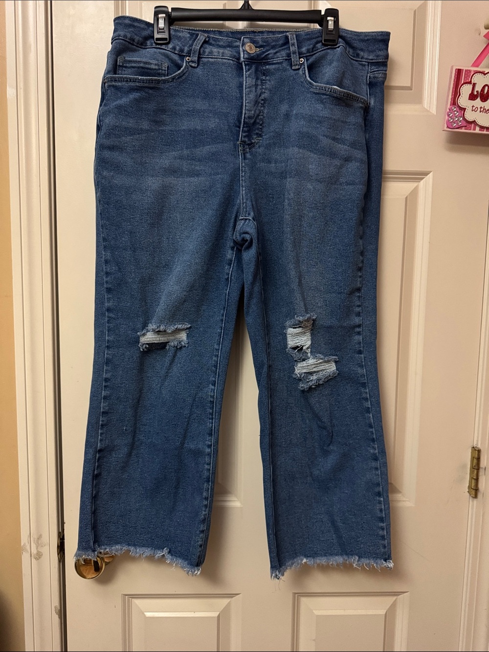Royalty For Me Distressed Dark Blue Cropped Jeans